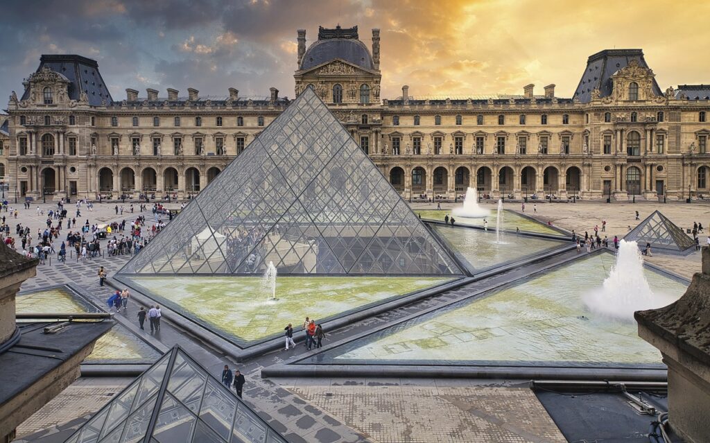 museum, pyramid, louvre